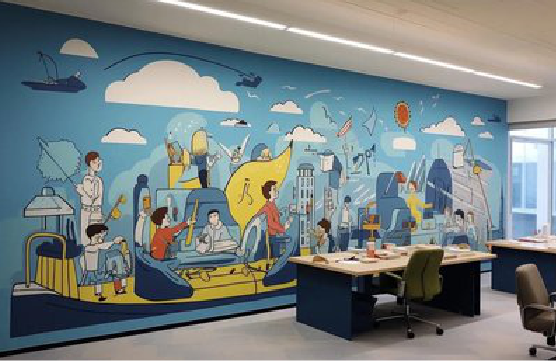  大余办公室墙绘的特点。