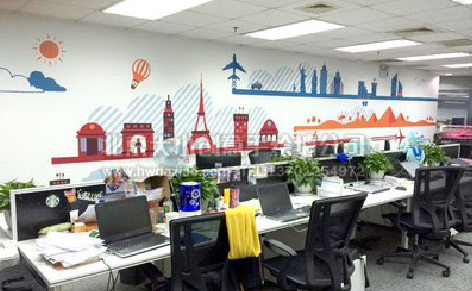  大余教你设计办公室墙绘的方法。