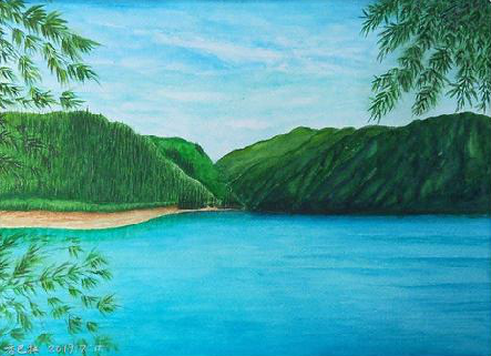  大余在墙绘中，如何绘画绿水青山？