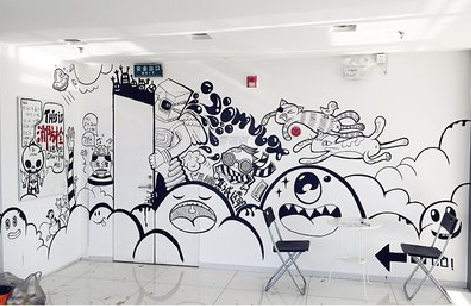 大余手绘墙并非传统涂鸦。